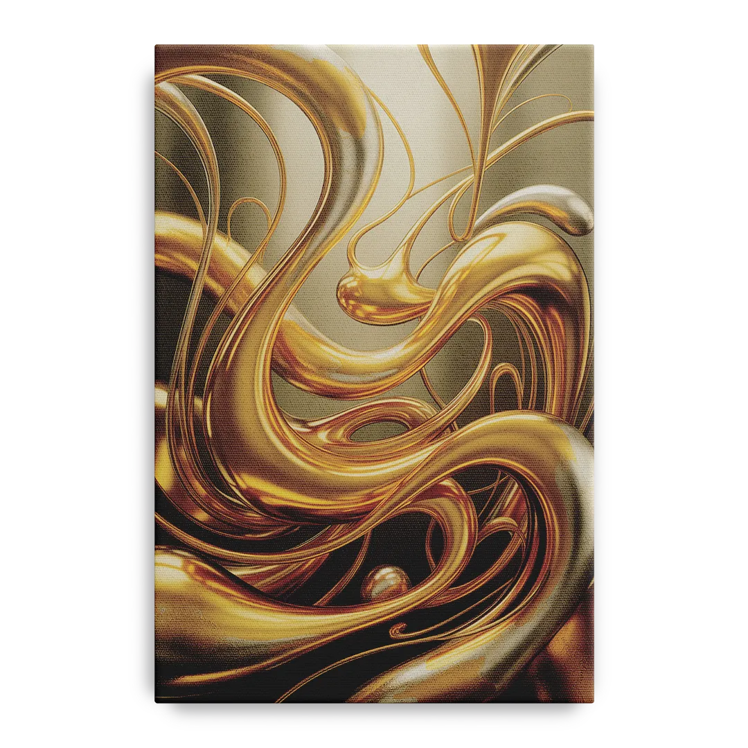 Opulent Flow Gold Abstract Front - Canvas Wall Art
