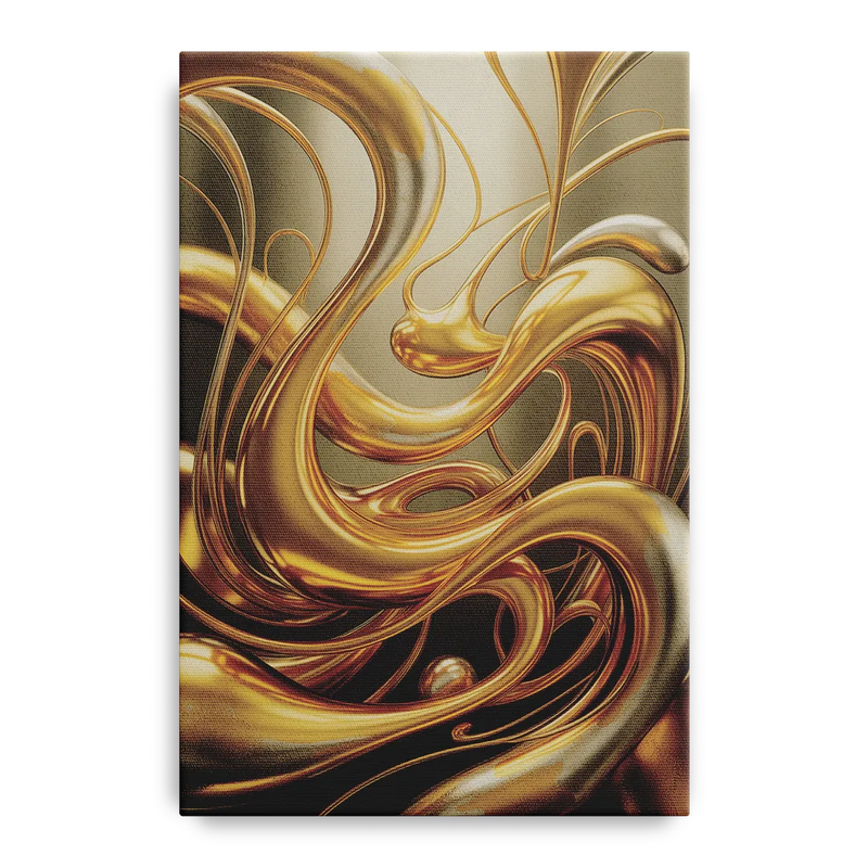 Opulent Flow Gold Abstract Front - Canvas Wall Art