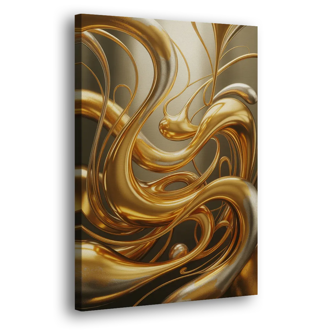 Opulent Flow Gold Abstract Side - Canvas Wall Art