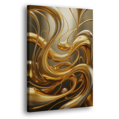 Opulent Flow Gold Abstract Side - Canvas Wall Art