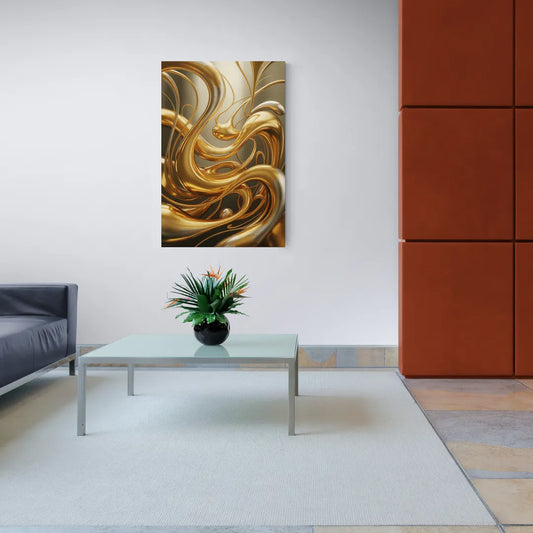 Opulent Flow Gold Abstract - Canvas Wall Art Living Room