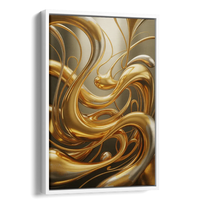 Opulent Flow Gold Abstract Side - White Canvas Wall Art