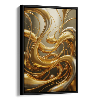 Opulent Flow Gold Abstract Side - Black Canvas Wall Art