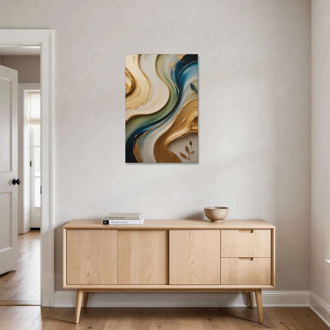 Opulent Flowing Forms Gold Abstract - Canvas Wall Art - Coffee Table - 24x36