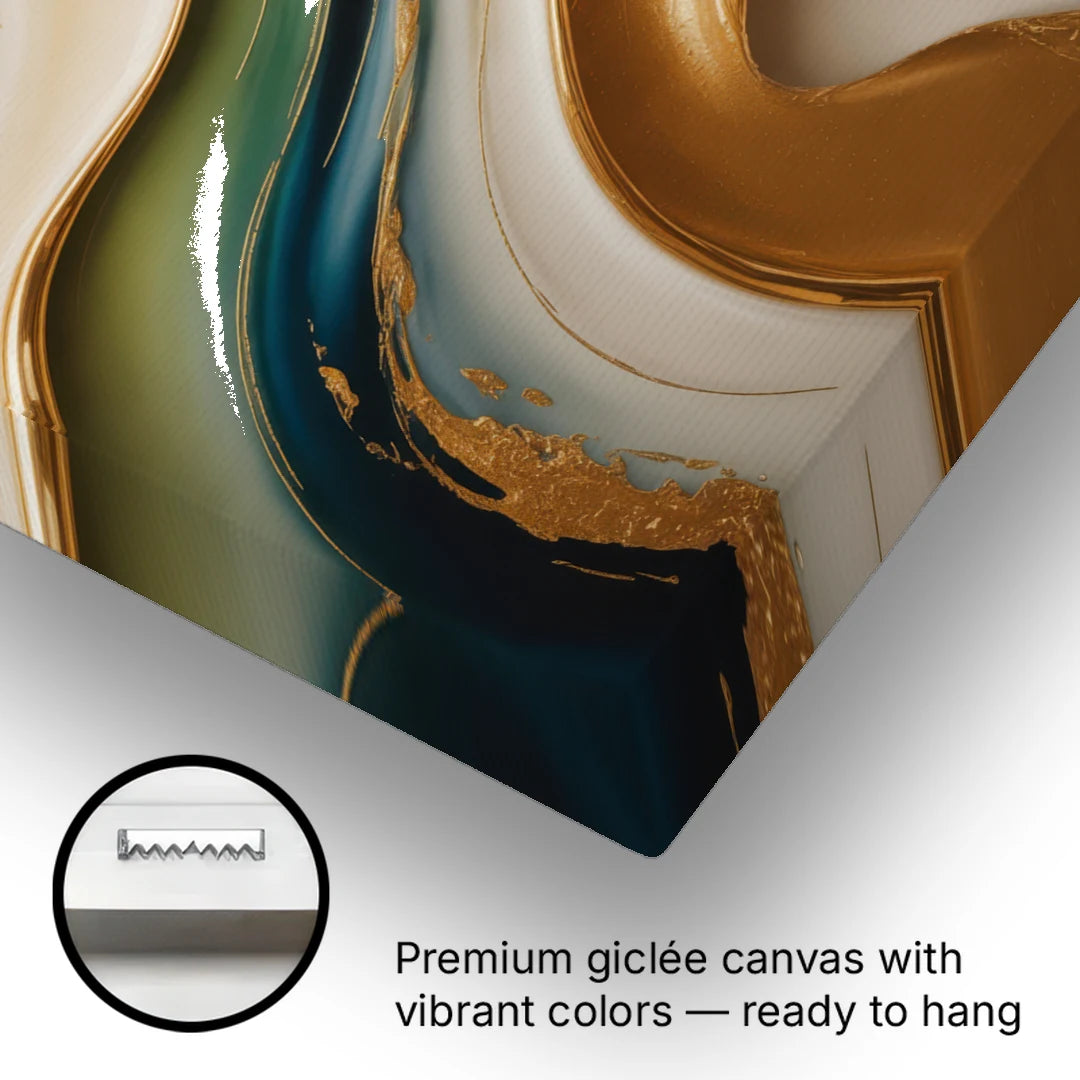 Opulent Flowing Forms Gold Abstract - Canvas Wall Art - Gallery Wrap Corner