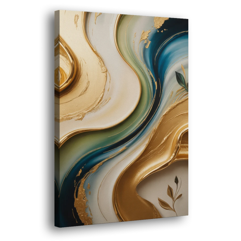 Opulent Flowing Forms Gold Abstract - Canvas Wall Art - Side