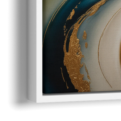 Opulent Flowing Forms Gold Abstract - Close-Up White Frame Canvas
