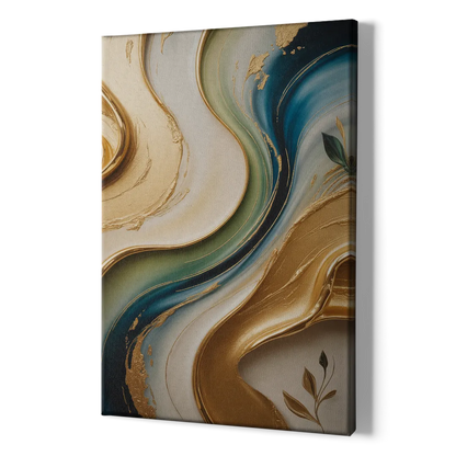 Opulent Flowing Forms Gold Abstract - Canvas Print Art Sides