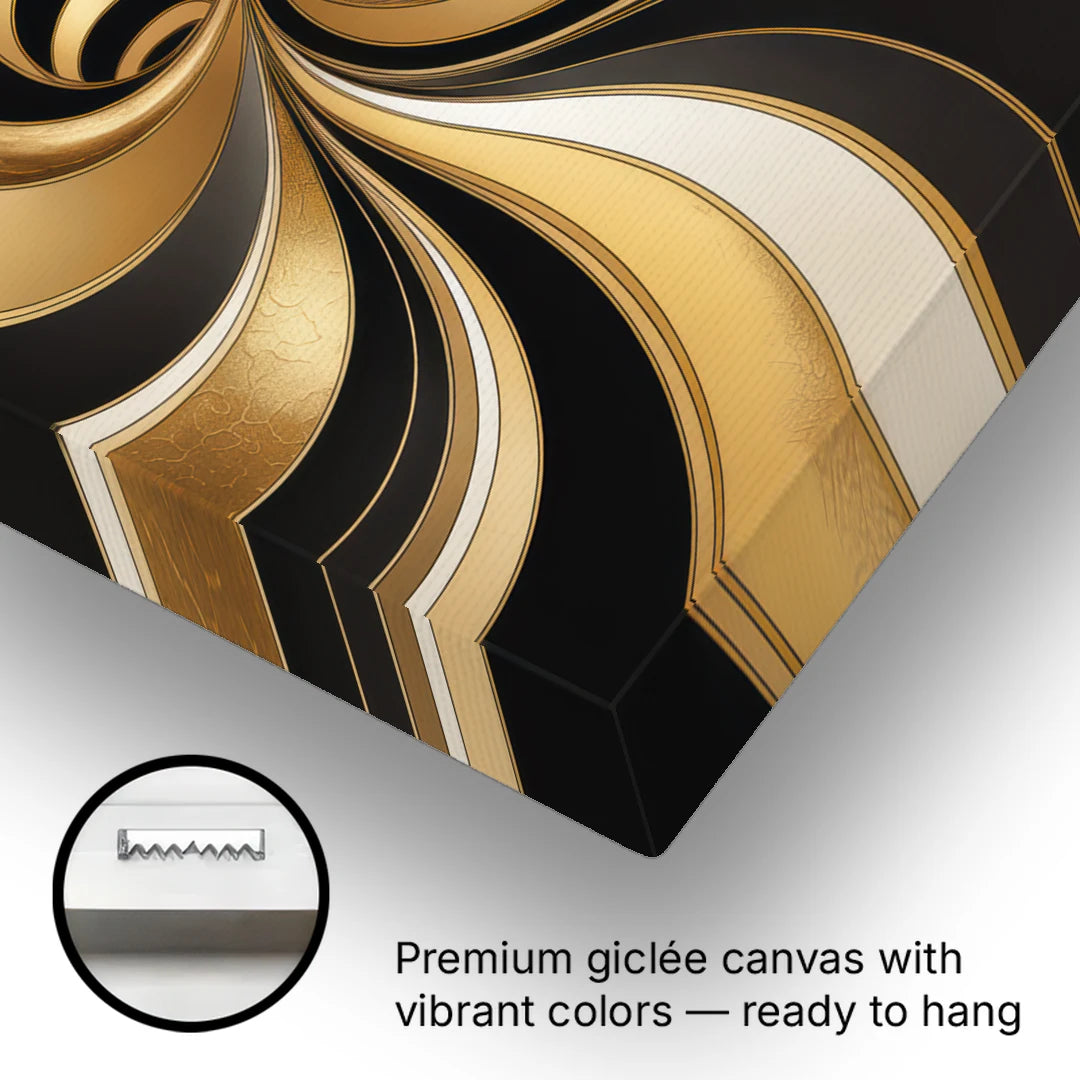 Opulent Fluidity in Black and Gold Abstract - Canvas Wall Art - Gallery Wrap Corner