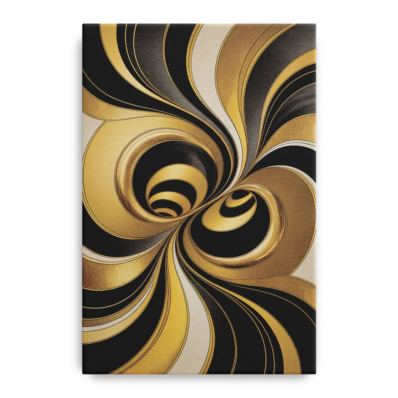 Opulent Fluidity in Black and Gold Abstract Front - Canvas Wall Art