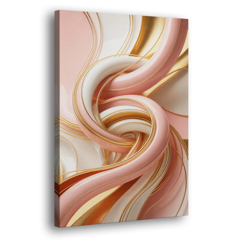 Opulent Fluidity in Pink and Gold Abstract - Canvas Wall Art - Side