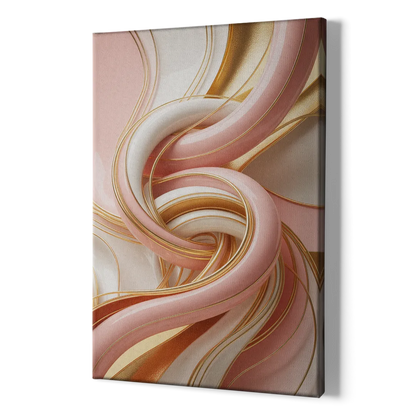 Opulent Fluidity in Pink and Gold Abstract - Canvas Print Art Sides