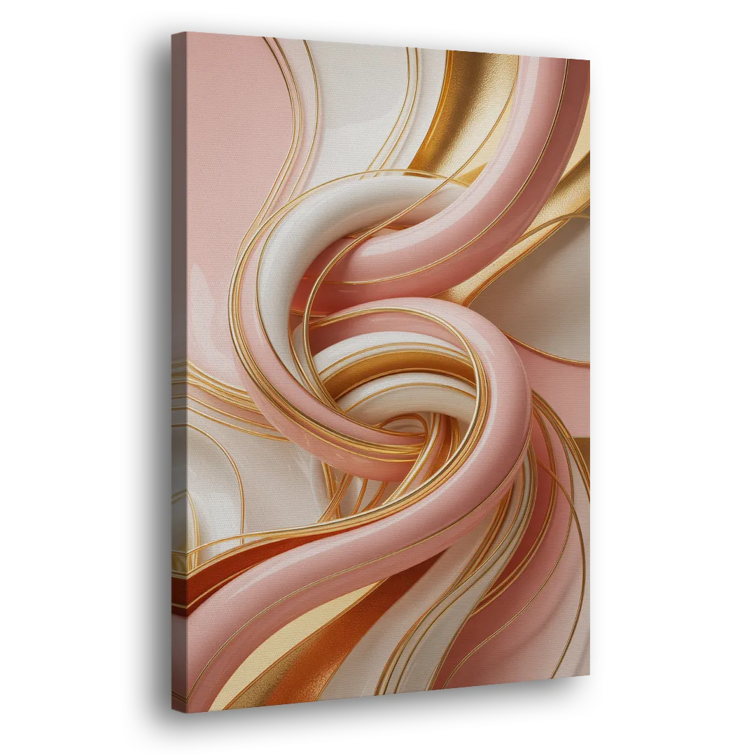 Opulent Fluidity in Pink and Gold Abstract Side - Canvas Wall Art