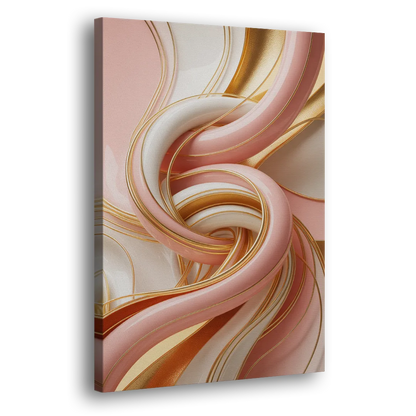 Opulent Fluidity in Pink and Gold Abstract Side - Canvas Wall Art
