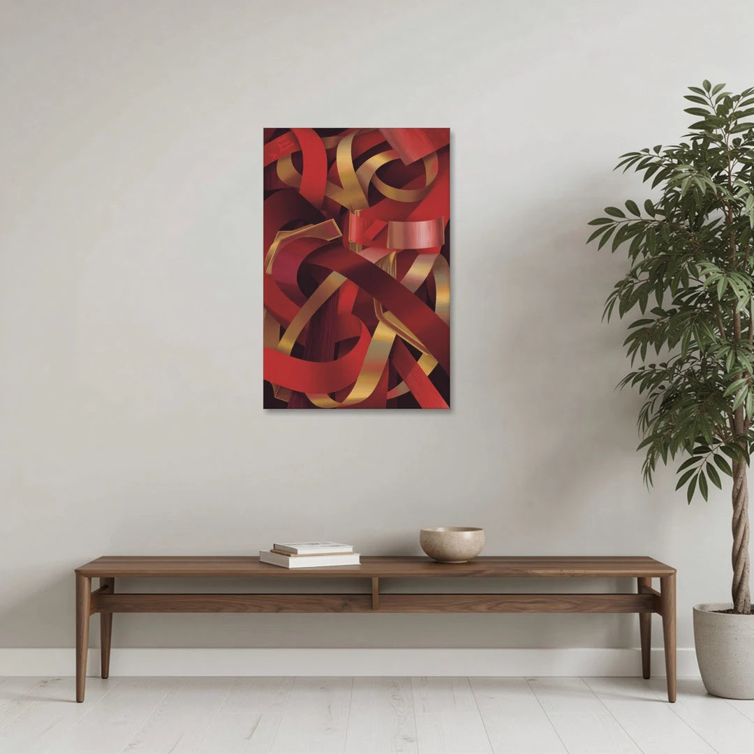 Opulent Fusion Red Abstract - Canvas Wall Art - Coffee Table - 24x36