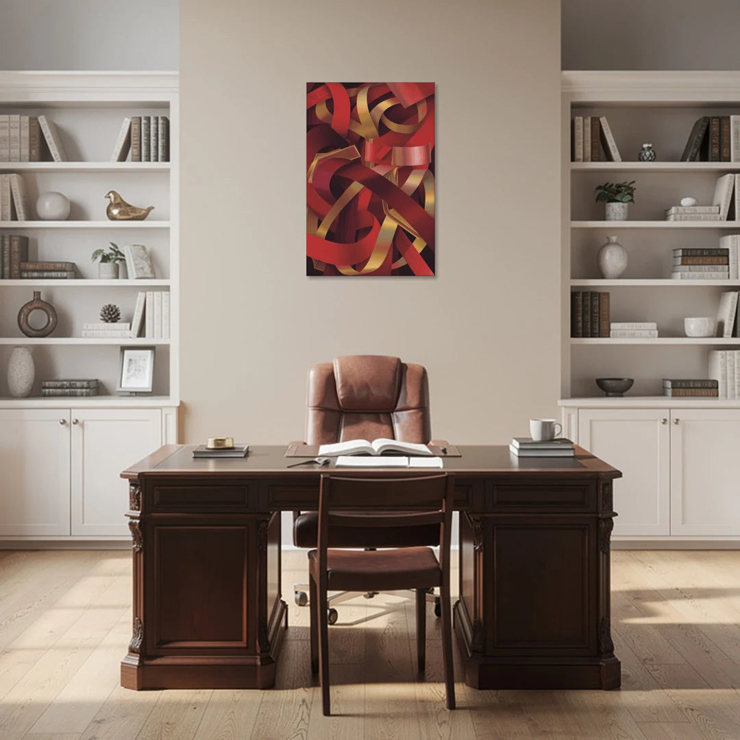 Opulent Fusion Red Abstract - Canvas Wall Art - Office - 24x36