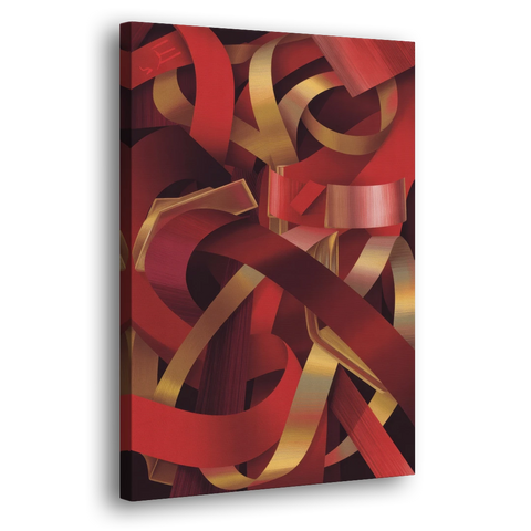 Opulent Fusion Red Abstract - Canvas Wall Art - Side