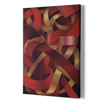 Opulent Fusion Red Abstract - Canvas Print Art Sides