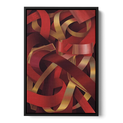 Opulent Fusion Red Abstract Front - Black Canvas Wall Art
