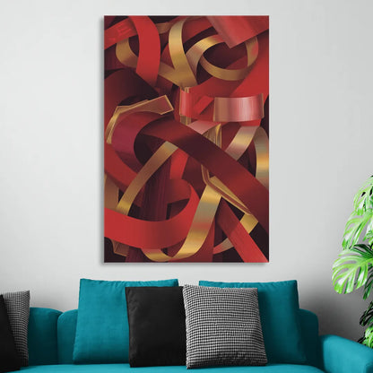 Opulent Fusion Red Abstract Sitting Room - Canvas Wall Art