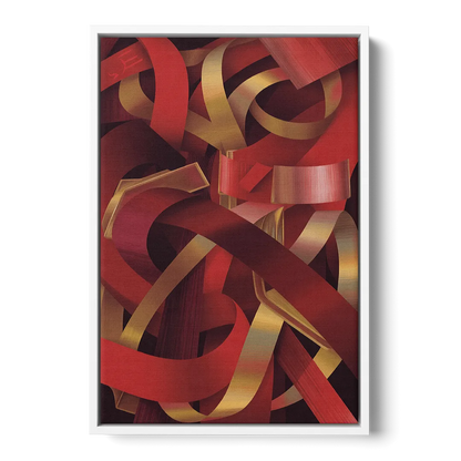 Opulent Fusion Red Abstract - White Frame Canvas