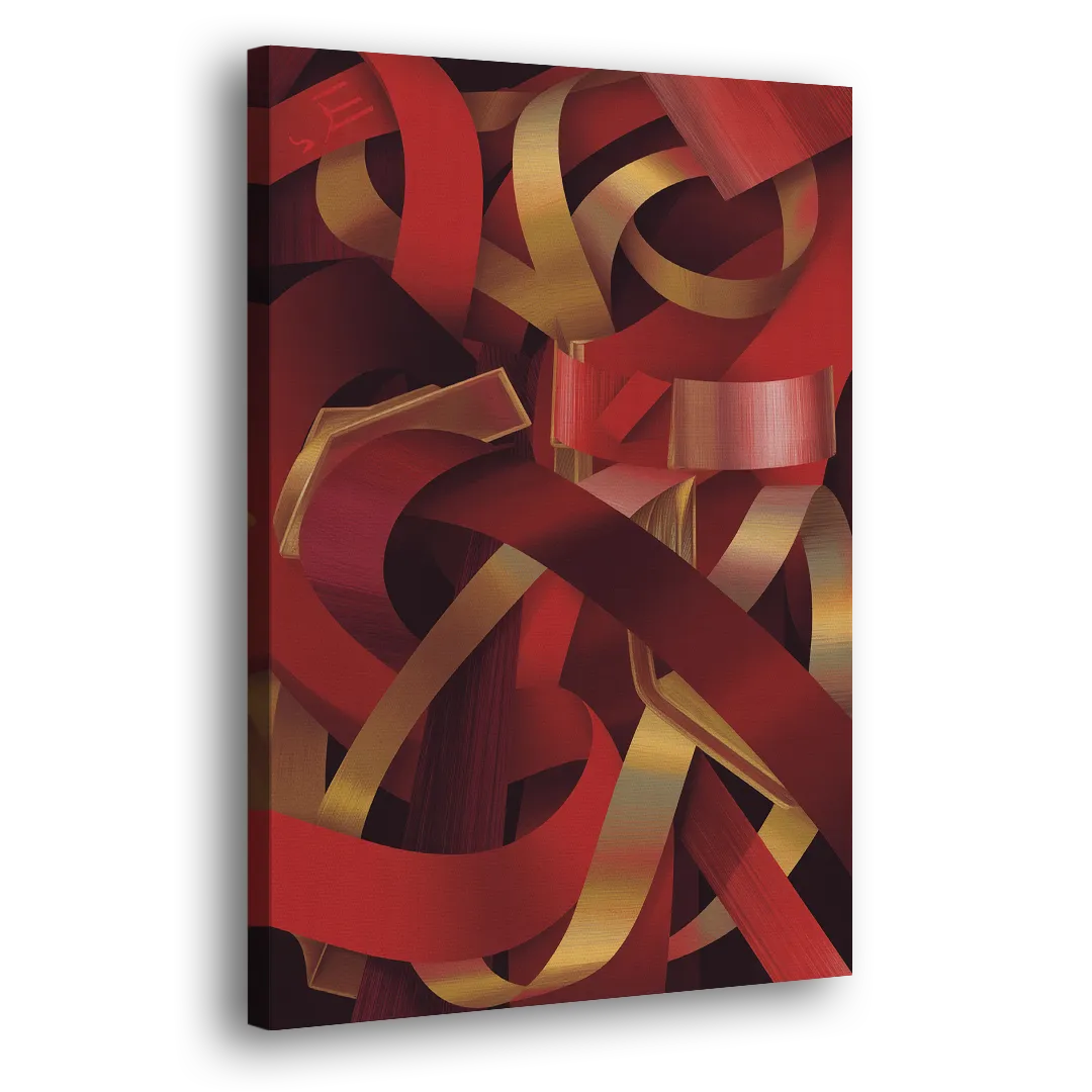 Opulent Fusion Red Abstract Side - Canvas Wall Art