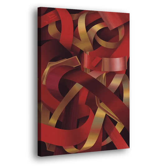 Opulent Fusion Red Abstract Side - Canvas Wall Art