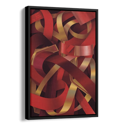 Opulent Fusion Red Abstract Side - Black Canvas Wall Art