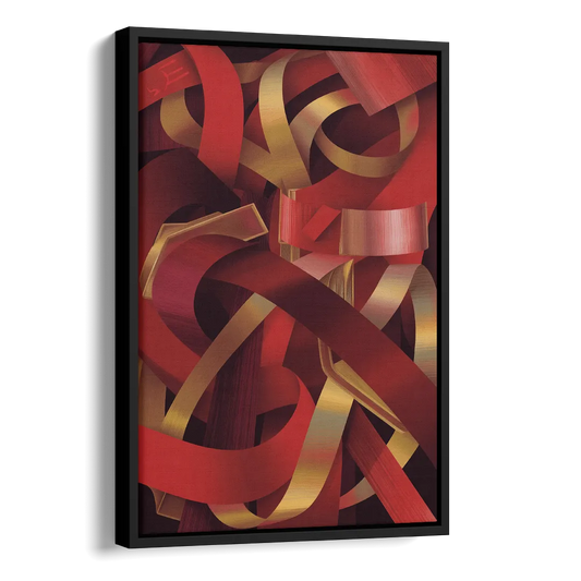 Opulent Fusion Red Abstract Side - Black Canvas Wall Art