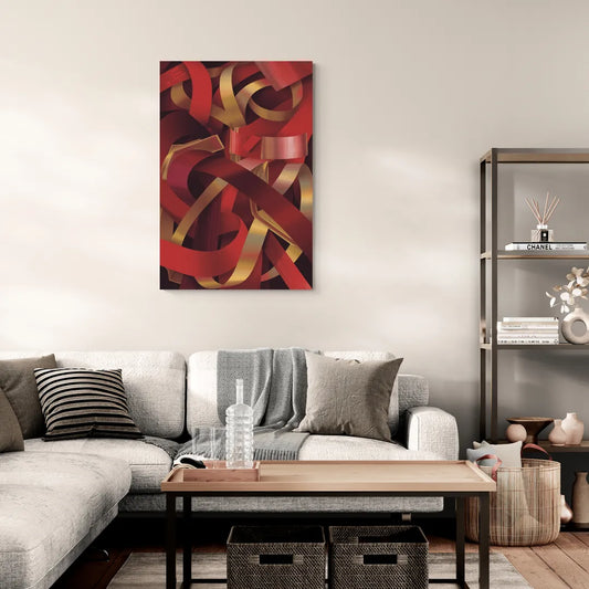 Opulent Fusion Red Abstract - Canvas Wall Art Living Room