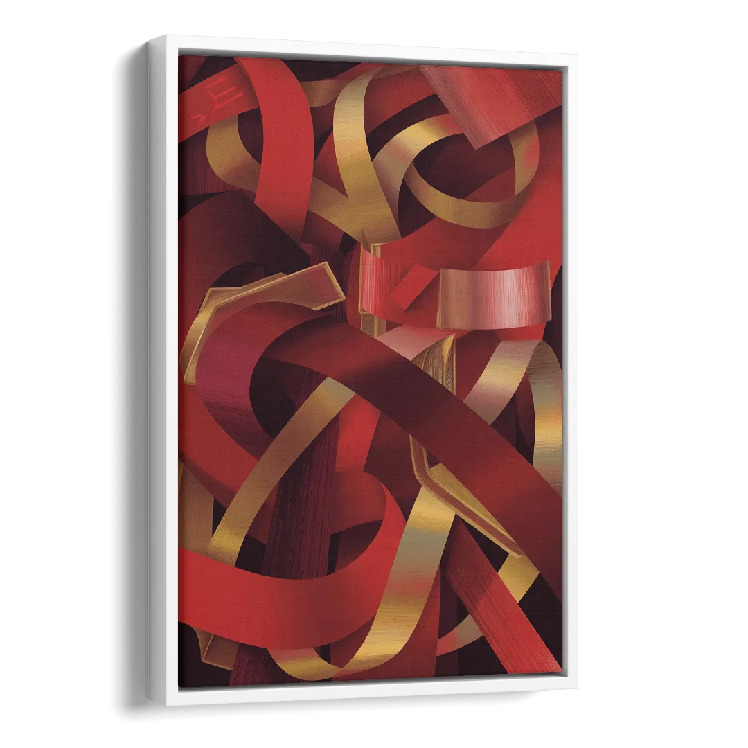 Opulent Fusion Red Abstract Side - White Canvas Wall Art