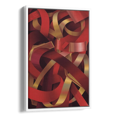 Opulent Fusion Red Abstract Side - White Canvas Wall Art