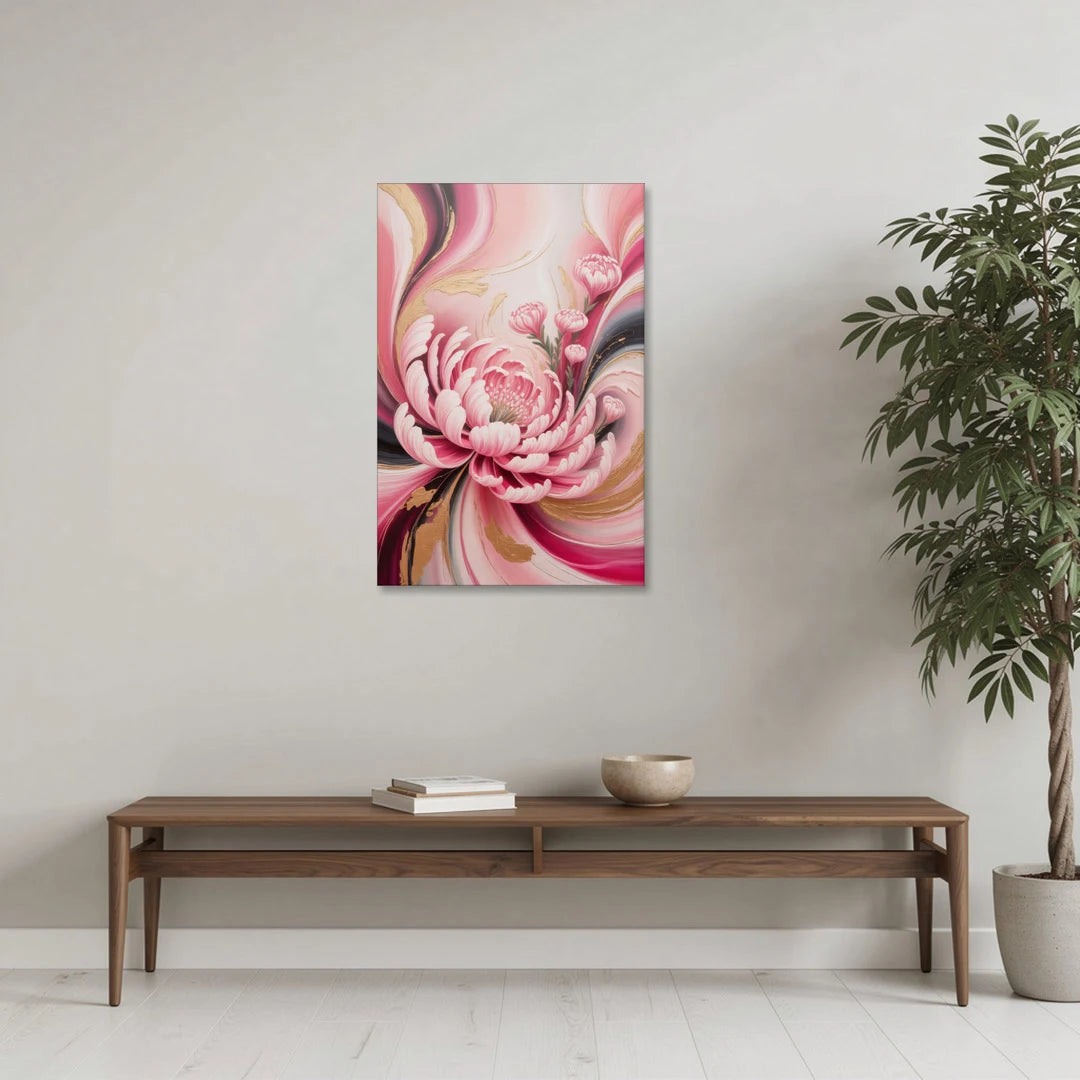 Opulent Garden Radiance Pink Abstract - Canvas Wall Art - Coffee Table - 24x36