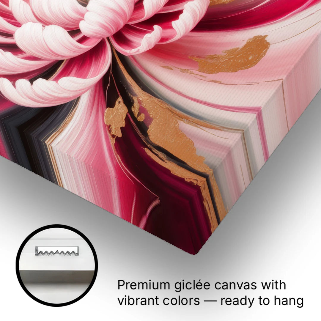 Opulent Garden Radiance Pink Abstract - Canvas Wall Art - Gallery Wrap Corner