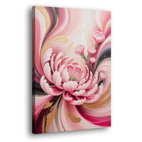 Opulent Garden Radiance Pink Abstract - Canvas Wall Art - Side