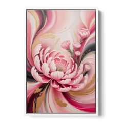 Opulent Garden Radiance Pink Abstract - White Framed Canvas Wall Art - Front