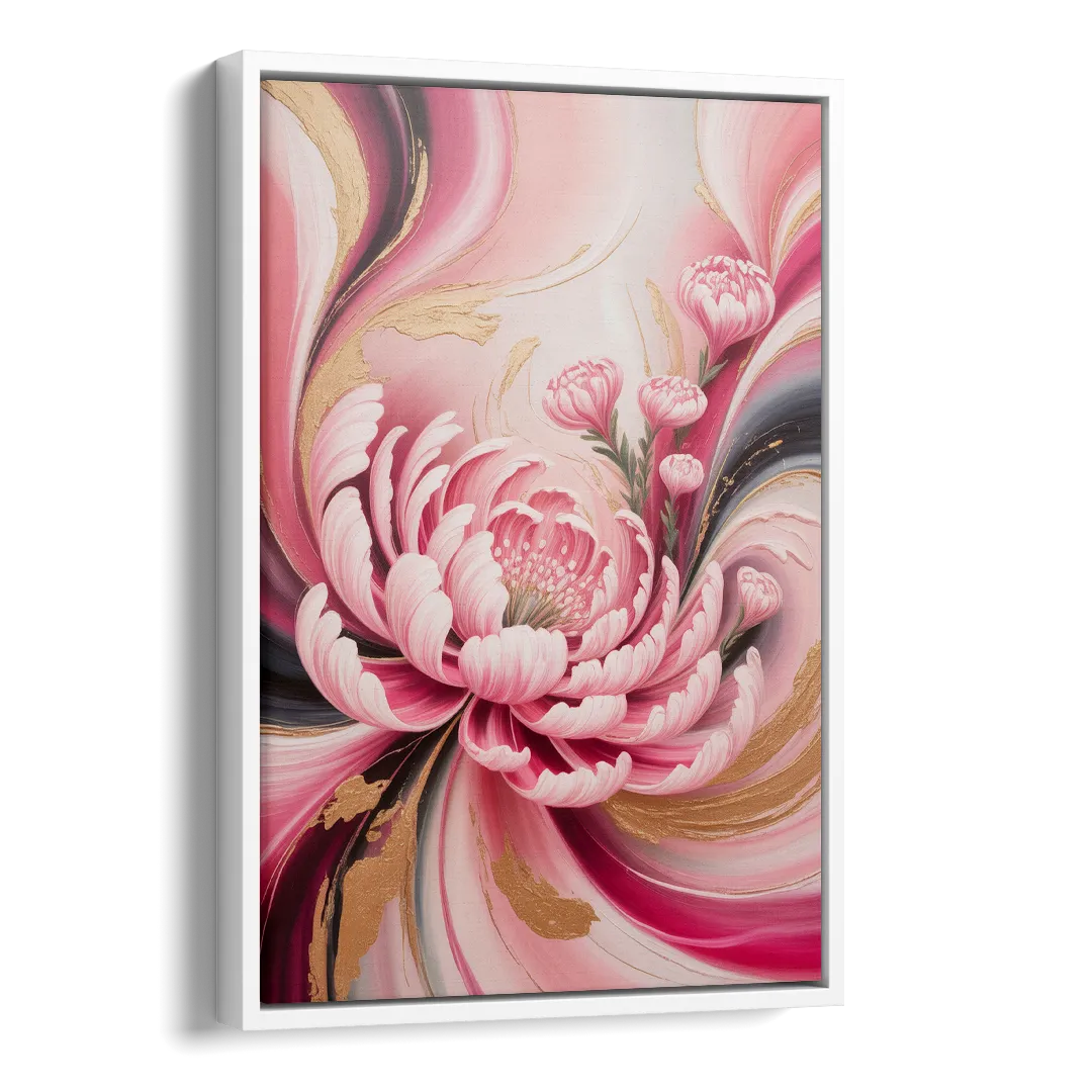 Opulent Garden Radiance Pink Abstract Side - White Canvas Wall Art