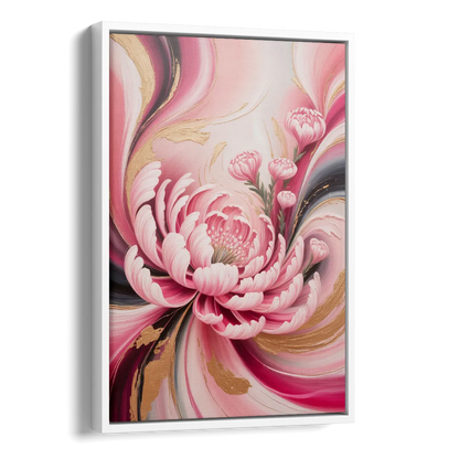 Opulent Garden Radiance Pink Abstract Side - White Canvas Wall Art