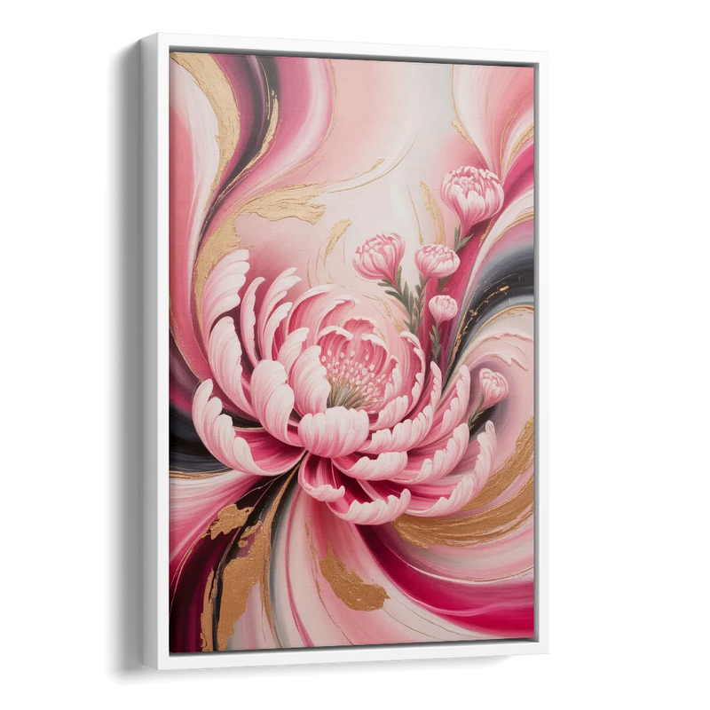 Opulent Garden Radiance Pink Abstract Side - White Canvas Wall Art
