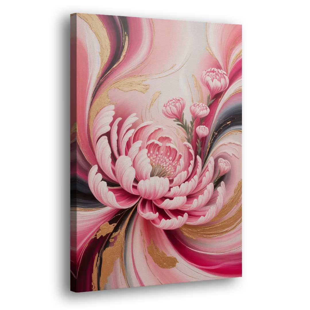 Opulent Garden Radiance Pink Abstract Side - Canvas Wall Art