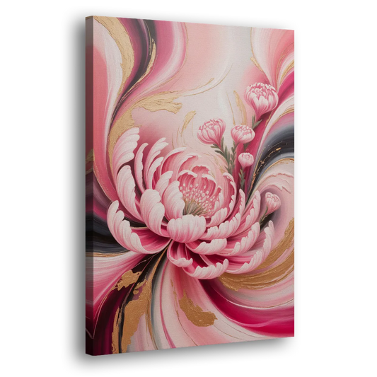 Opulent Garden Radiance Pink Abstract Side - Canvas Wall Art