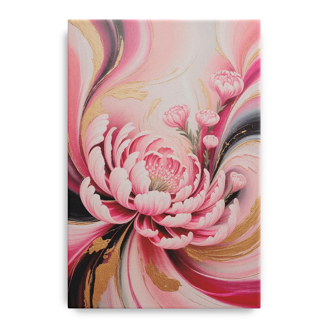 Opulent Garden Radiance Pink Abstract Front - Canvas Wall Art
