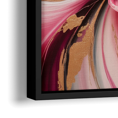 Opulent Garden Radiance Pink Abstract - Close-Up Black Frame Canvas