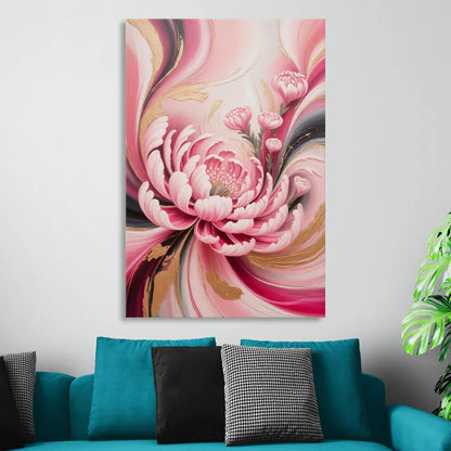 Opulent Garden Radiance Pink Abstract Living Room - Canvas Wall Art