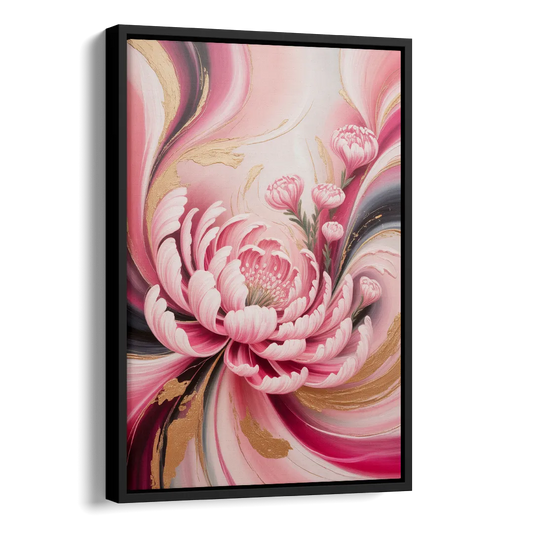 Opulent Garden Radiance Pink Abstract Side - Black Canvas Wall Art