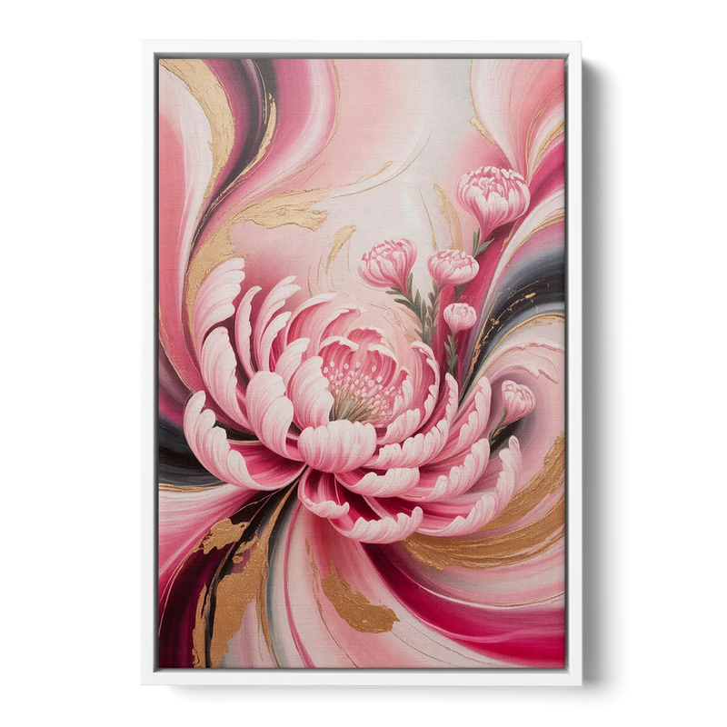 Opulent Garden Radiance Pink Abstract Front - White Canvas Wall Art