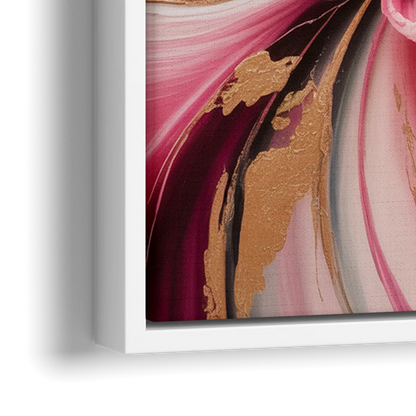 Opulent Garden Radiance Pink Abstract - Close-Up White Frame Canvas
