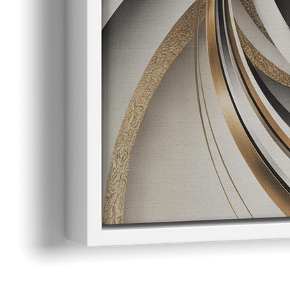 Opulent Geometric Flow Grey and Silver Abstract - Close-Up White Frame Canvas