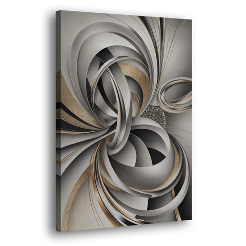 Opulent Geometric Flow Grey and Silver Abstract - Canvas Wall Art