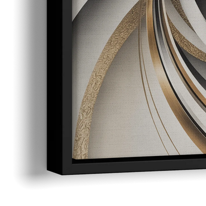 Opulent Geometric Flow Grey and Silver Abstract - Close-Up Black Frame Canvas